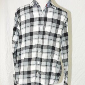 LNC American Rag 100% Cotton Western Cowboy Mens Medium Plaid Shirt Button Down